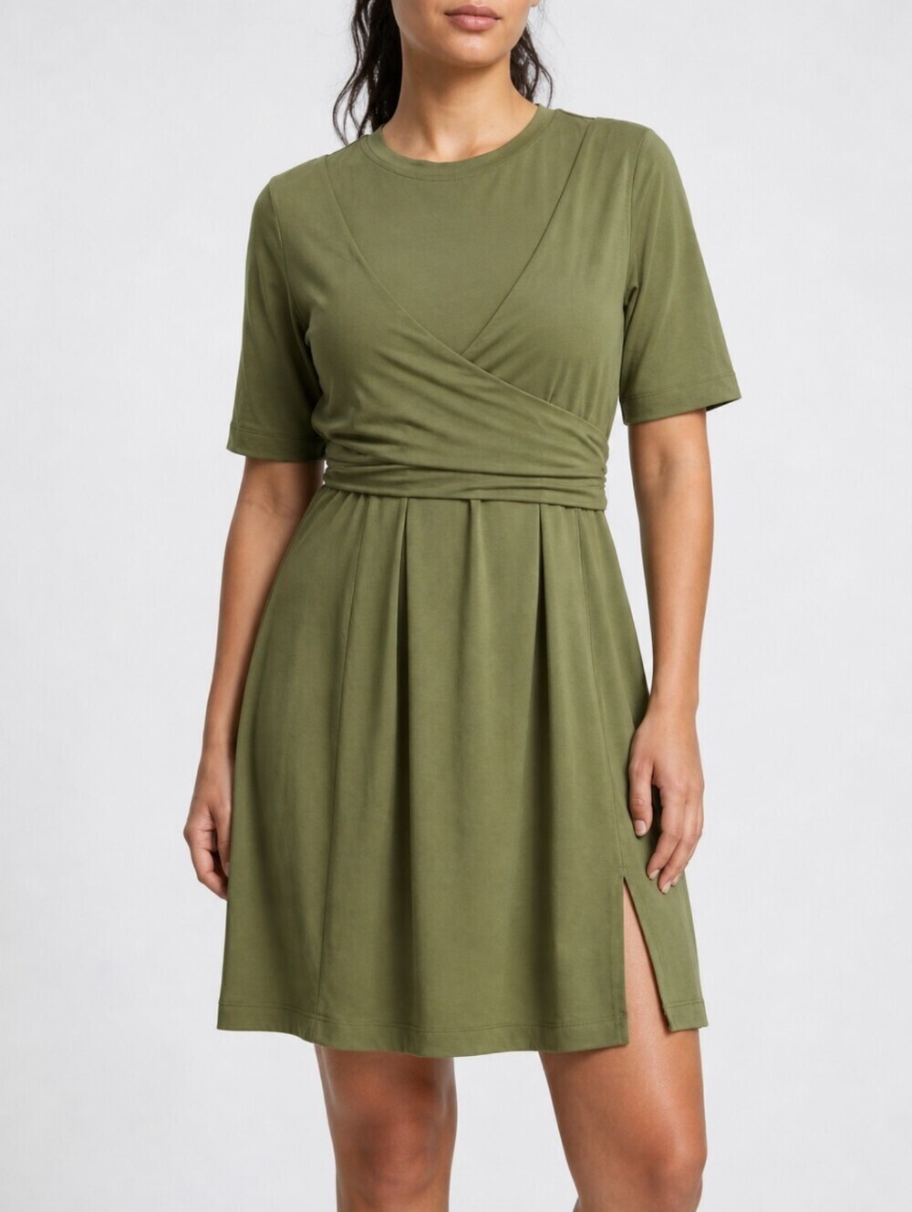Lululemon Cotton Wrap-Front T-Shirt - Dress Bronze Green Pima Cotton - Size 6